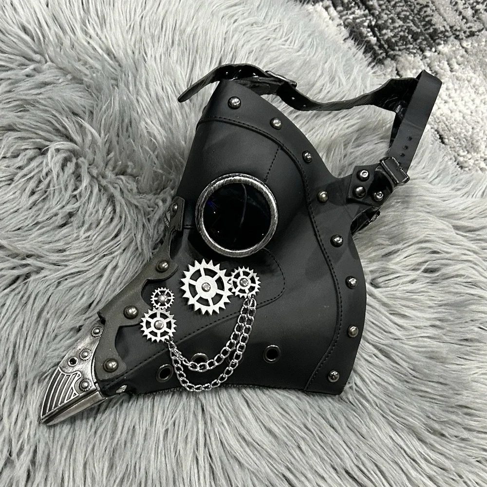 Black‎ Plague Doctor Halloween Costume Bird Nose Steampunk Cosplay Party Mask